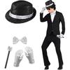 Sada kostýmu popové rockové hvězdy pro dospělé, Černý klobouk s flitry, Brýle, Rukavice, Mikrofon, Kostýmové doplňky pro hraní rolí na Cosplay party, Halloween
