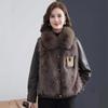 Damen Winter Patchwork Kurz Causal PU Lederjacke