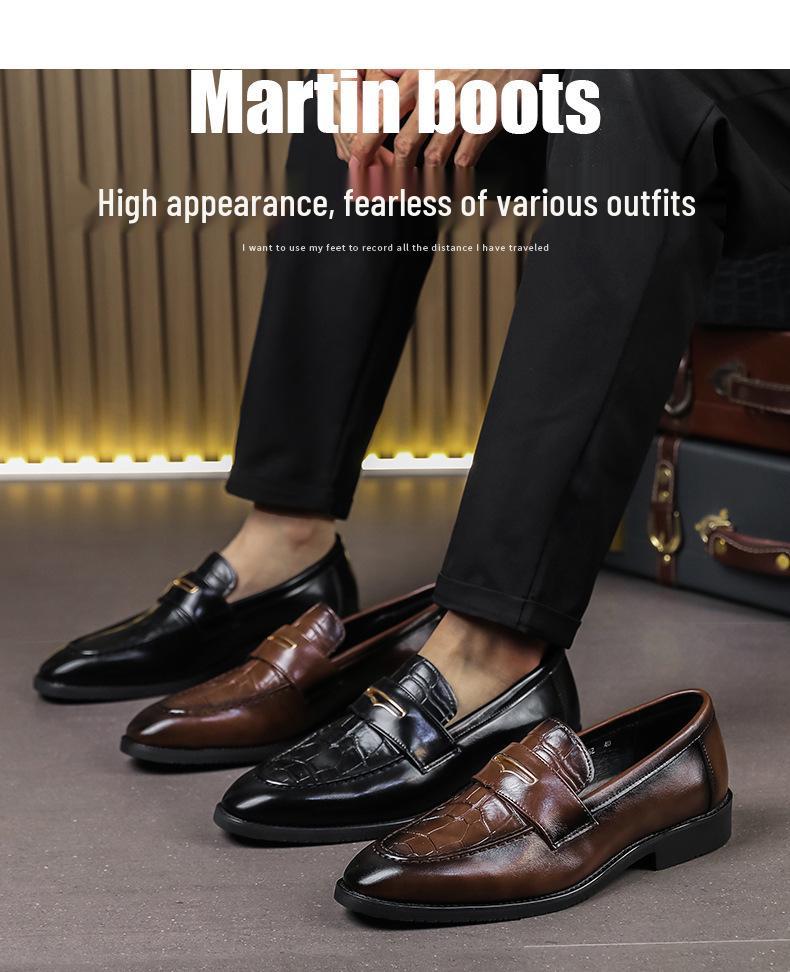 Men's British Style Leather Loafers - Breathable, Formal & Casual Slip-on Shoes