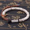 Bracciale a Filo Nodo con Perline Mantra delle Sei Parole del Buddismo Tibetano Amuleti Perline di Preghiera Braccialetti Per Uomini Donne Regalo