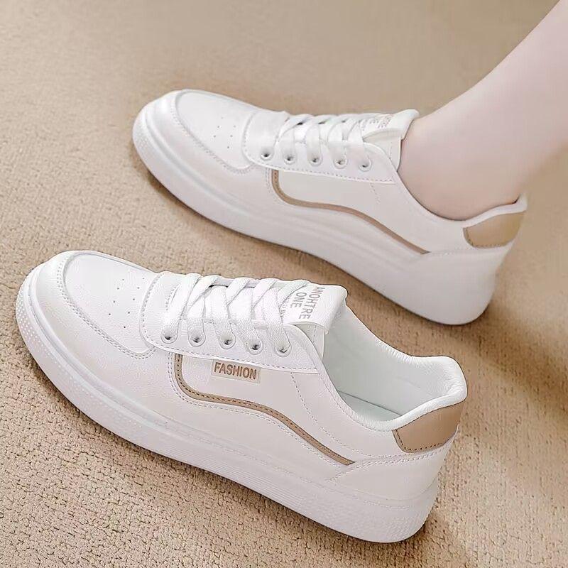 

2025 Thick-Soled White Sports Shoes - Breathable & Versatile for Students Size 37