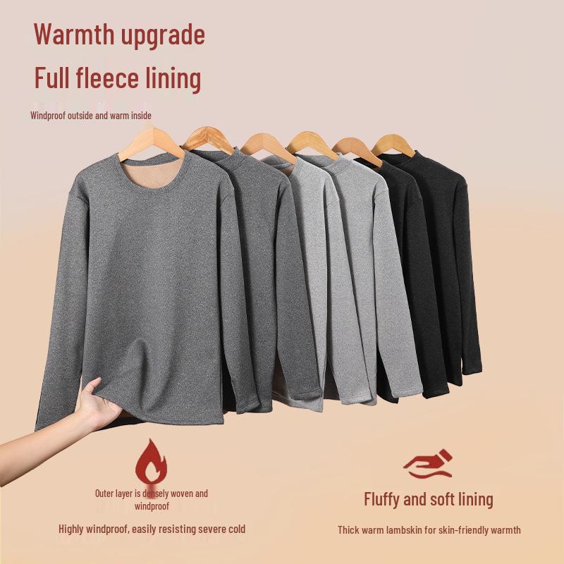 Lambswool-Enhanced Thermal Men's Base Layer Set – Thick, Plush, Cold-Proof Underwear for Autumn and Winter