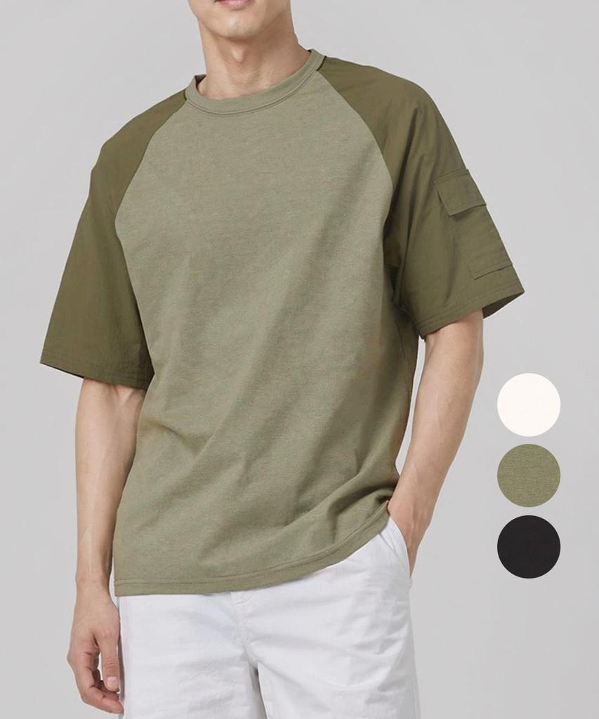 KIM YOUNG JOO GOLF Summer Round Neck Woven Contrast Sleeve Men'S Short Sleeve T-Shirt Dqmmts32