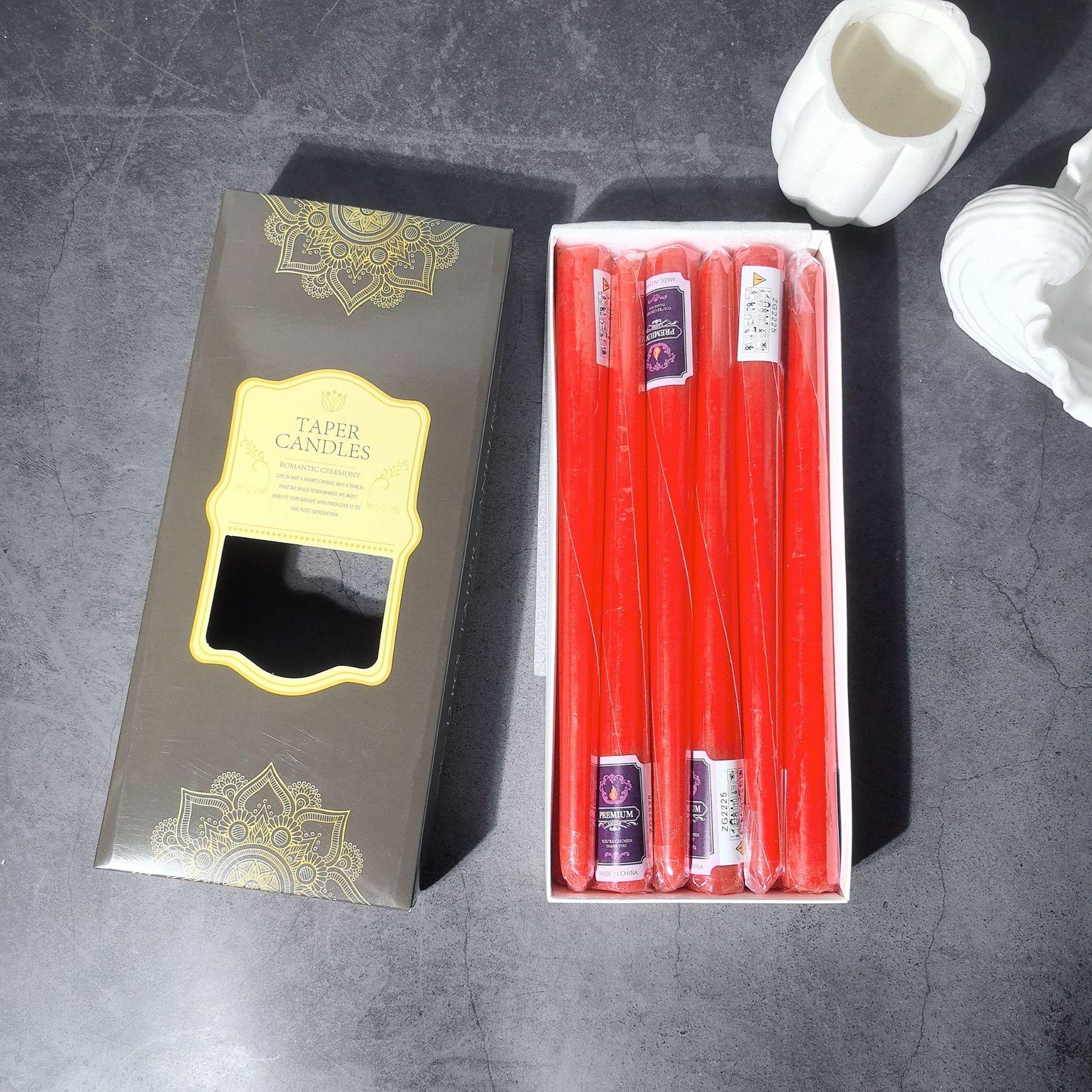 

12-pack European Classic Colorful Long-stem Candles for Household Power Outage Emergency Taper-less Candles 2.2 * 25 red 12 pcs