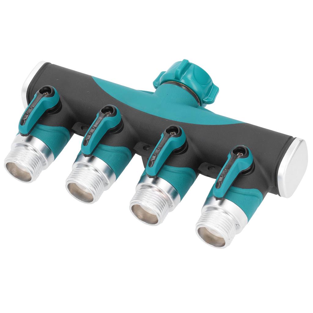 4 Way Hose Splitter Metal Valve Water Distribution Controller Connector Garden Lawns Product