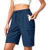 Pantalones Cortos Deportivos Ligeros para Mujer para Senderismo, tipo Cargo, de Secado Rápido, con Cintura de Cordón y Múltiples Bolsillos para Actividades al Aire Libre
