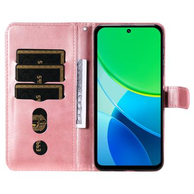 For Vivo Y29 5G/Y19s 4G Case Zipper Wallet Calf Texture PU Leather Phone Cover