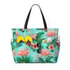 Rosa Flamingo-Print Große Strandtasche Damen Tragbare Reisetasche Wasserdicht Sandfest Pooltasche für Schwimmen Fitnessstudio Lebensmittel Urlaub