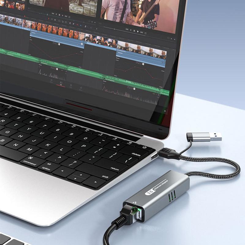 5Gbps USB na Ethernet adaptér pro notebookový počítač s čipsetem Rtl8157 5000Mbps USB3.2 na RJ45 síťový konvertor 5G 2.5G 1G 100Mbps