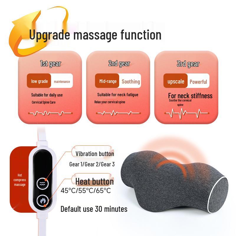 Cervical Traction Neck Massage Pillow with Memory Foam and Hot Compress