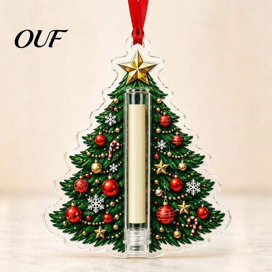 Hanging Gift Box for Cash Christmas Ornament, Acrylic Money Holder, Funny Xmas Holder Presents Tree/Bow/Santa/Bell Shaped Decoration Tree, Stocking