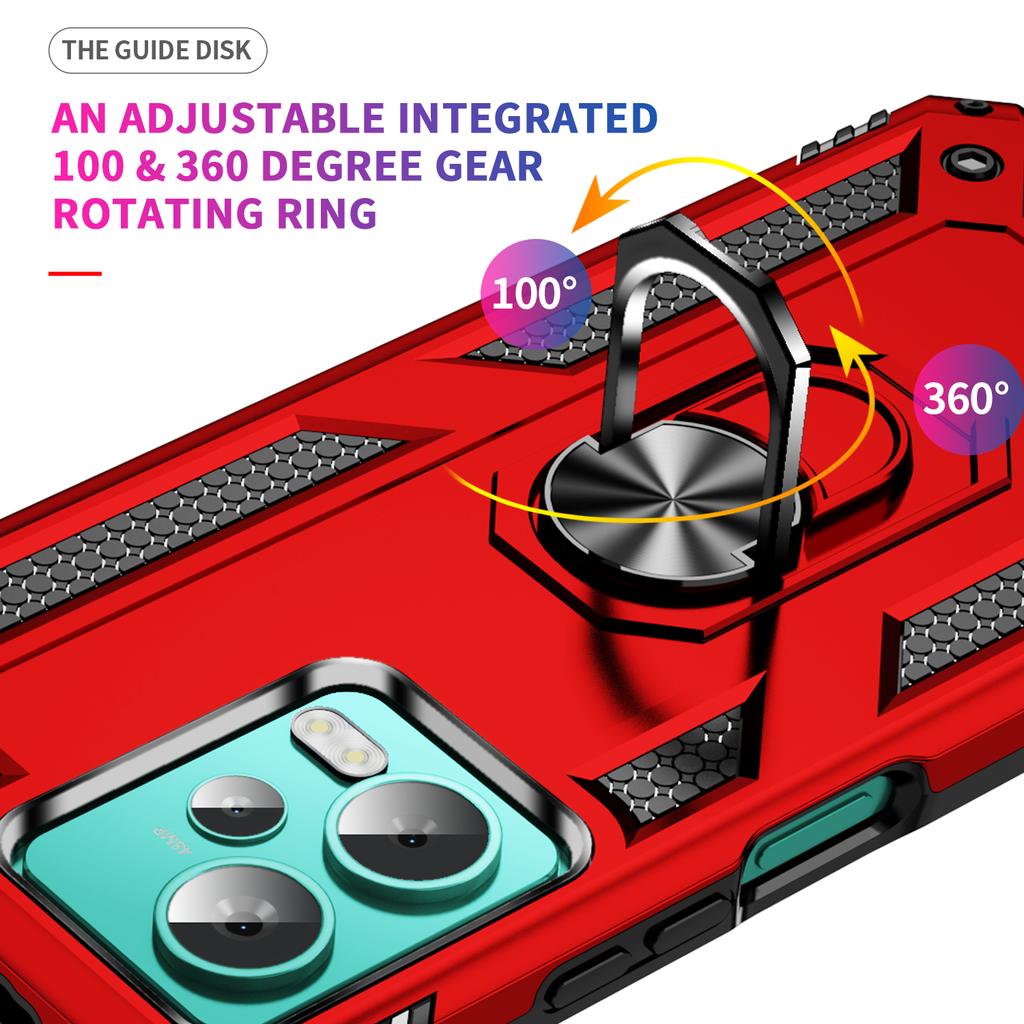 For Xiaomi Redmi Note 12 4G Kickstand Phone Case PC+TPU Cover with Built-in Magnetic Holder Metal Sheet