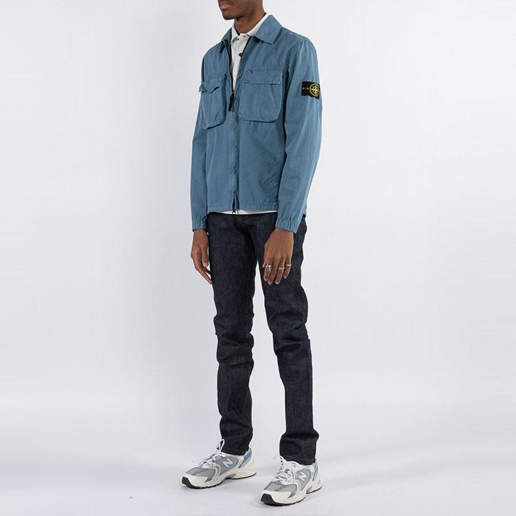 Stone Island Double Pocket Washed Long Sleeve Jacket Men jackets Sugar-Grey 7615114WN-V0146