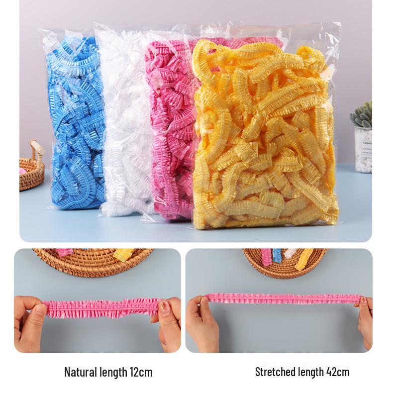 Extra Large Extra Thick Disposable Waterproof Shower Caps for Women - Blue Plastic, 100-Pack