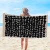 Microfiber Beach Towel Waterproof Sandproof 2D Flat Printed Black Dots Pattern Summer Vacation Pool Blanket Travel Bath Towel