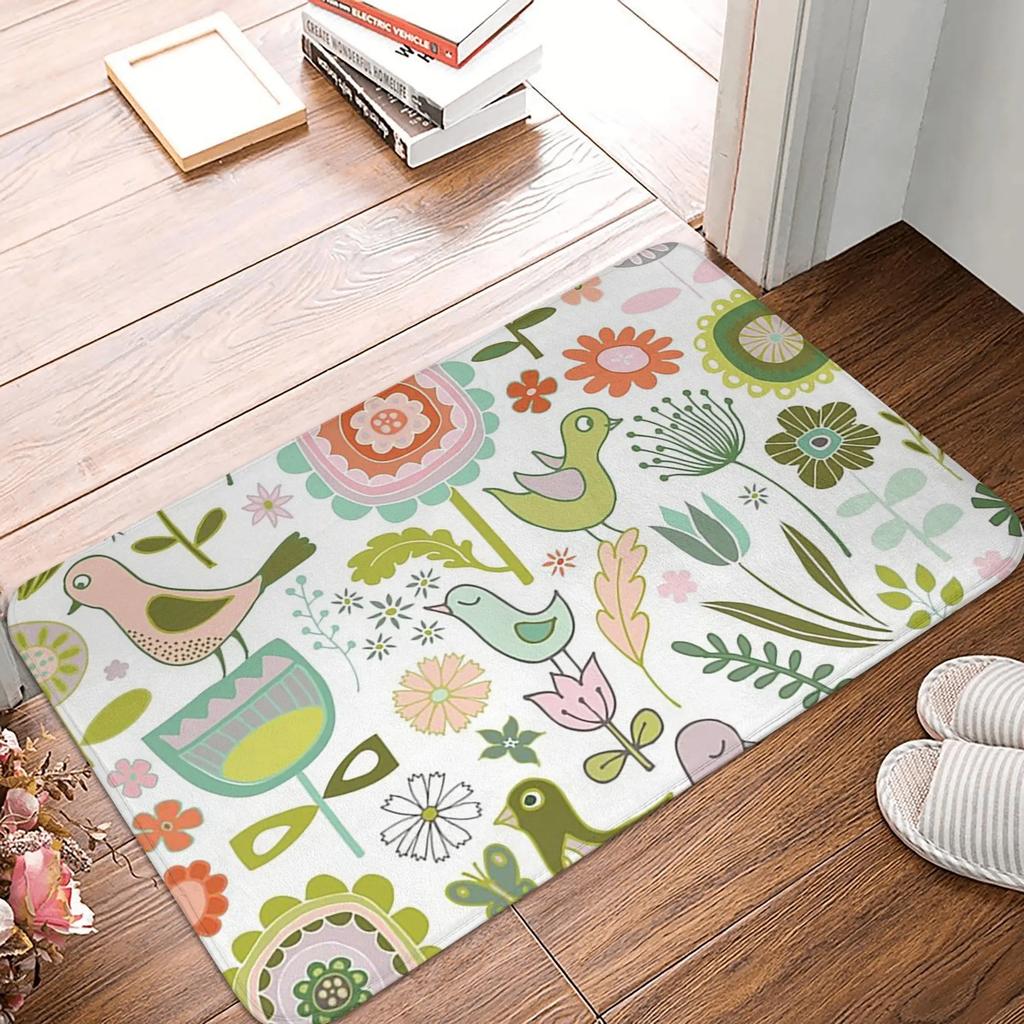 Birds and Blooms Springtime Anti-slip Doormat Floor Mat Durable Carpet Rug for Kitchen Entrance Home Bathroom Footpad Mats