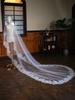 V863 Courtly White Vintage Cathedral Long Lace Bridal Veil