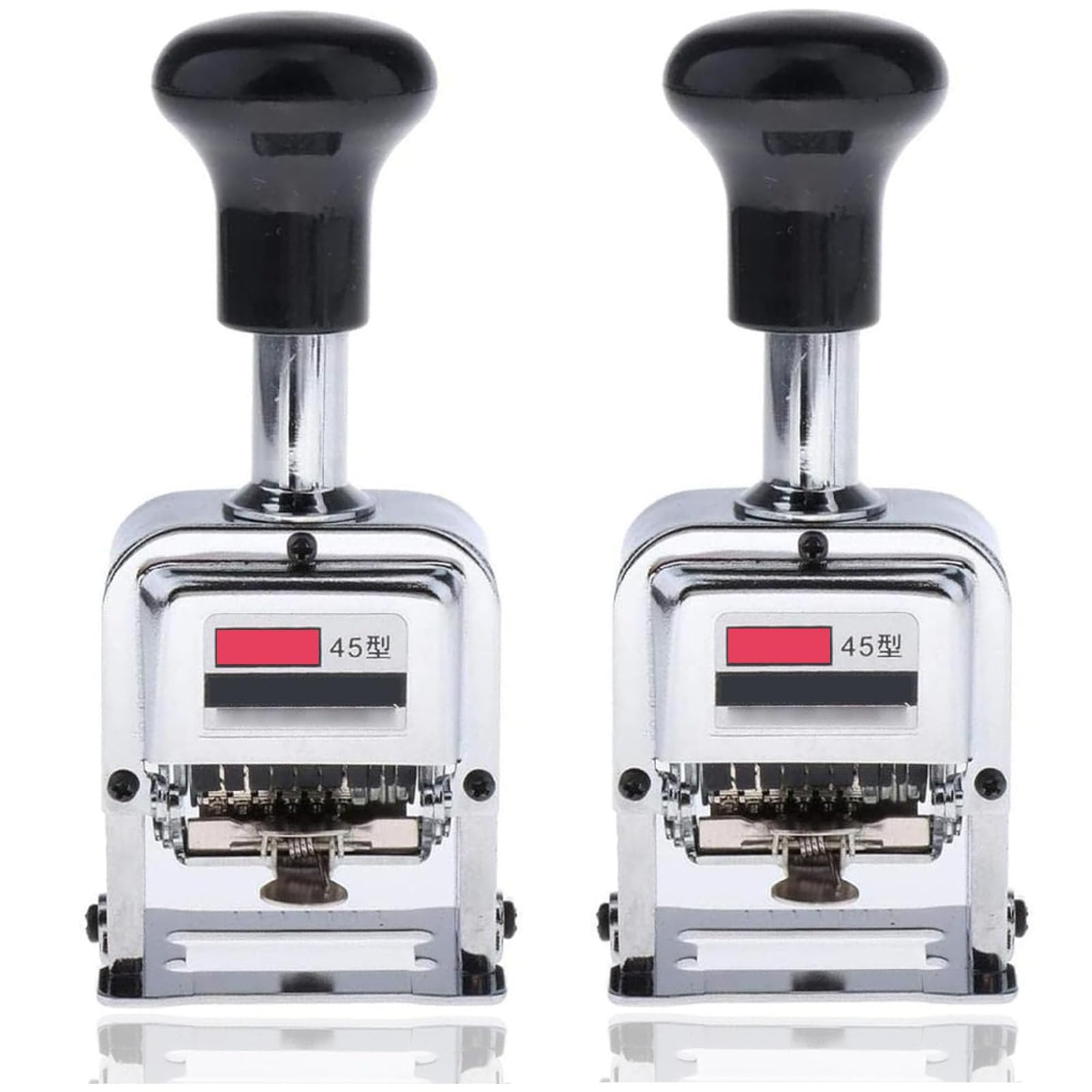 Automatic Numbering Machine, 6-Digit Marking Machine, Digital Stamp Roller, Number Stamp for Offices, 2-Pack