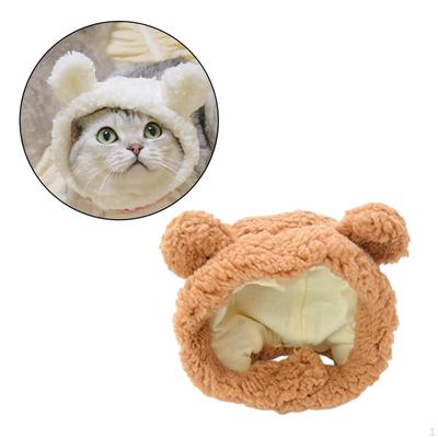 Cartoon Winter Pet Hat, Cat Costume Warm Bear Ears Hoodie, Puppy Headwear for Small Dogs