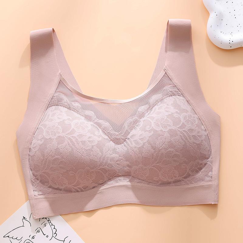 

Бесшовный кружевной спортивный бюстгальтер без косточек с эффектом приподнятия: Дышащий и комфортный 4XL (above 170 lbs) персиковый