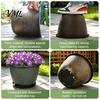 Retro Embossed Plant Pots 12 Inch Thickened Flower for Outdoor Indoor, Plastic Leaf-Pattern Texture Decorative Courtyard Planter with Drainage Hole &