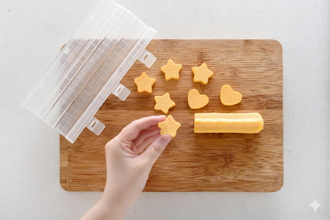 

Made in Japan with this Star and Heart Omelet Mold Set. This dedicated kitchen utensil set makes it easy to create eye-catching decorated bento