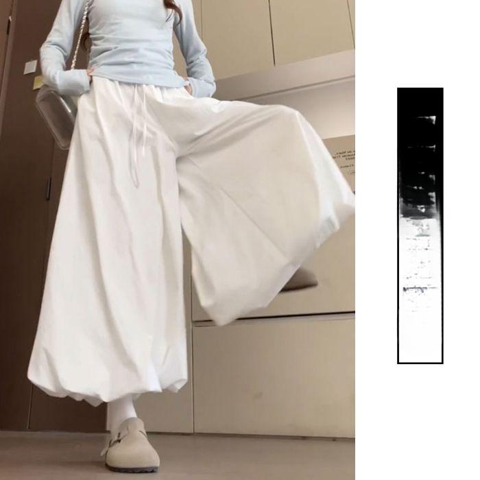Spring Yellow Flower Bud Skirt Pants Women's Summer New High Waisted, Loose Fit Trousers, Slimming and Drooping Lantern Pants, Casual Wide Leg Pants