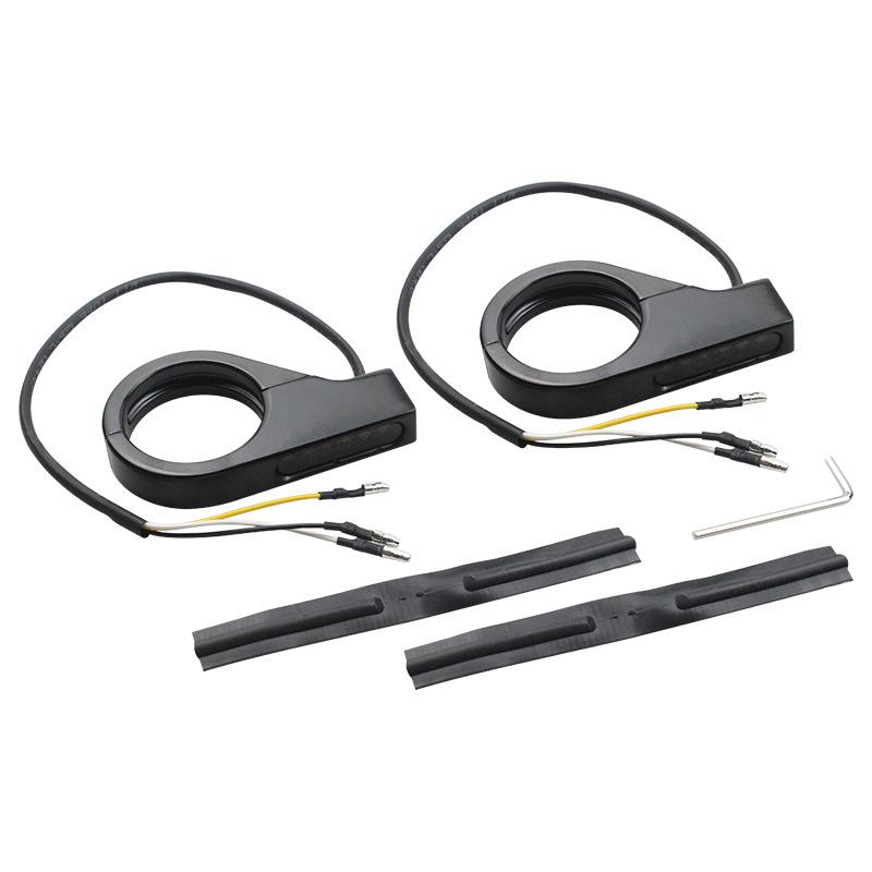 

Подходит для мотоцикла 41 мм передняя вилка Snap-In поворотник алюминиевый сплав светодиодный желтый световой сигнал поворотник 12 В чёрный