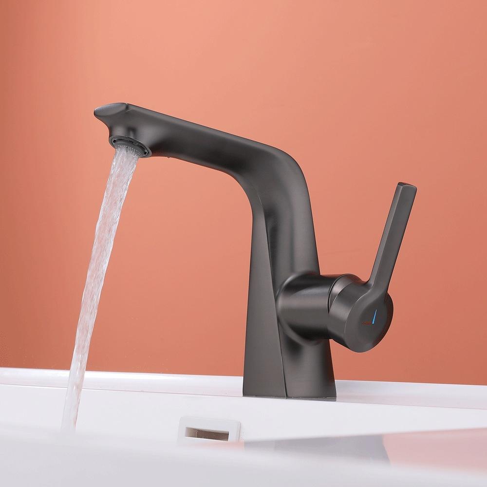 Grauer Badezimmer Waschbecken Armatur Einhebelmischer Warm und Kalt Chrom Wasserhahn Spülbeckenmischer Schwarz Chrom Grau Wasserhahn