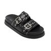 Fashion Summer Thick Soled Belt Buckle Rivet Women's Outdoor Slippers New Flat Round Toe Retro Casual Commuting Beach Sandals Size36-43