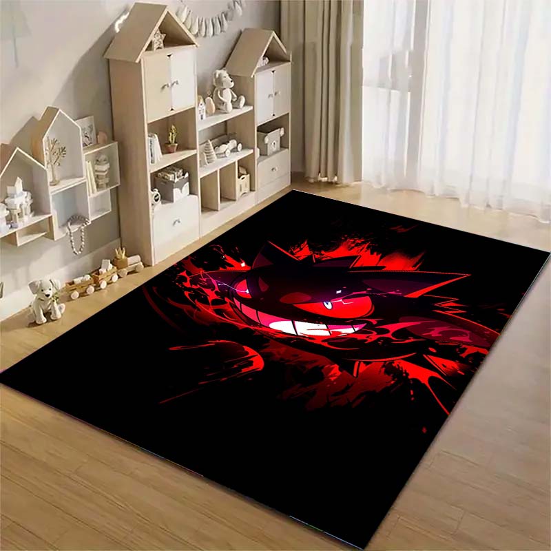 Gengar Printed Area Rug Cartoon Ghost Pattern Non-Slip Floor Mat Soft Carpet for Bedroom Living Room Decor