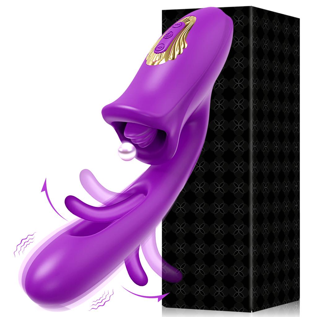 Tapping Flapping Vagina Dildo Vibrator for Women Bitting Oral Tongue Licking Clit Sucker Clitoris Stimulator Sex Toy for Women
