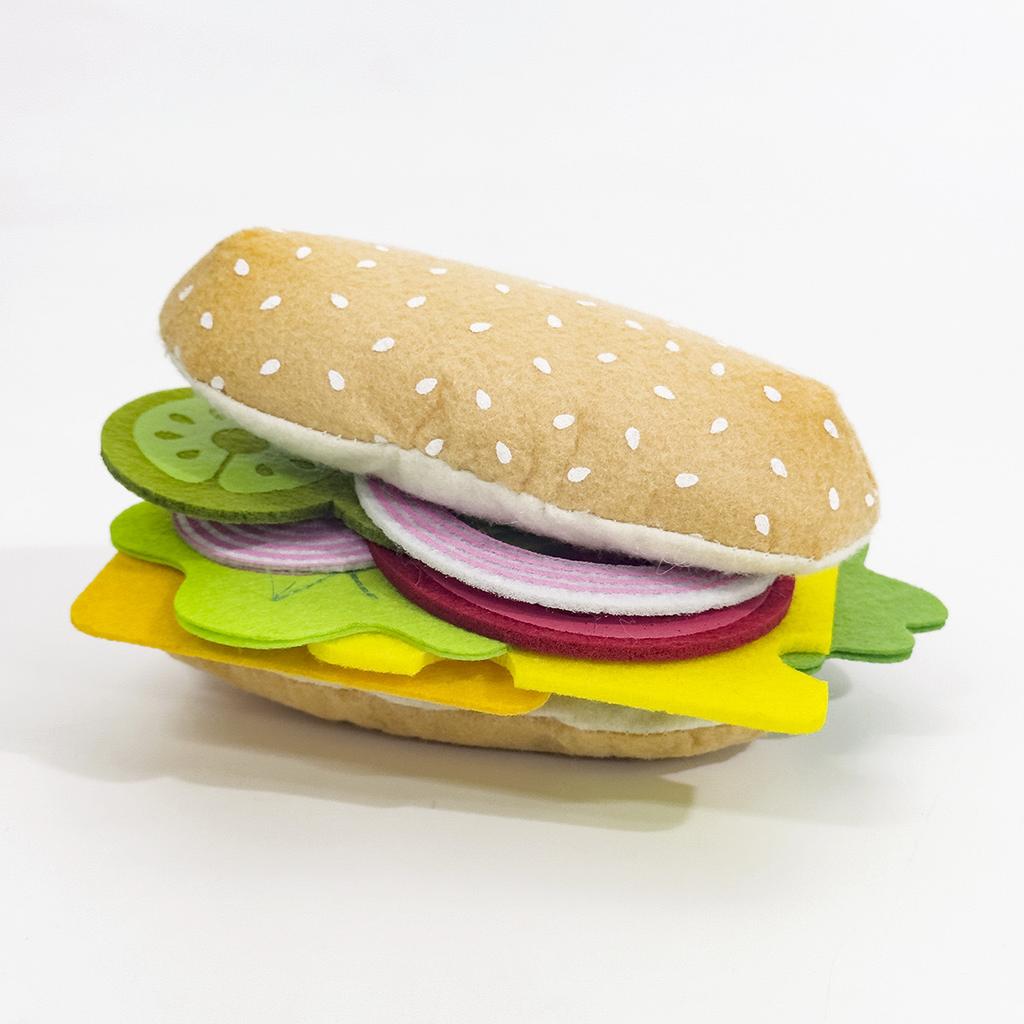 DIY Filzstoff Burger Spielzeug Set Simulation Filz Hot Dog Burger Rollenspiel Spielzeug Kinder Küchen Spielhaus Lernspielzeug Geschenke