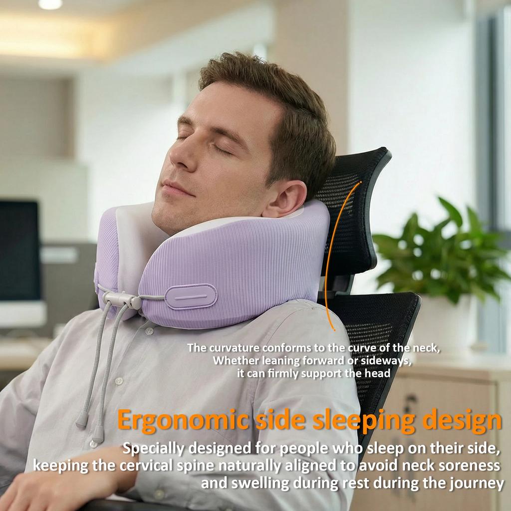 New Travel Neck Pillow Ergonomic Memory Foam Airplane Neck Pillow with Portable Storage Bag Adjustable Soft Noon Break Pillows