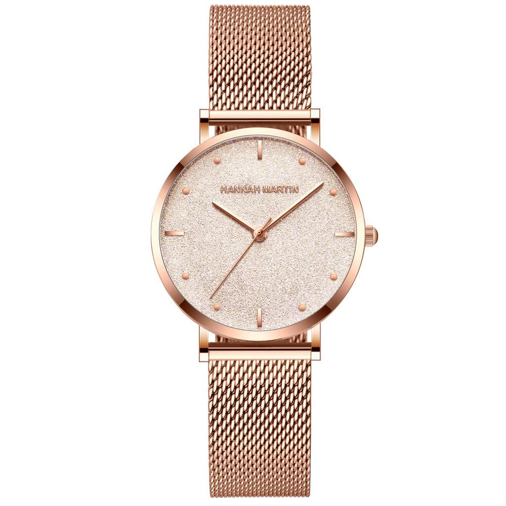 Japanese Movement Mesh Belt Women's Quartz Watch European and American Matte Star Waterproof Watch