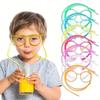 1 PC Fun Soft Plastic Straw Funny Glasses Flexible Drinking Toys Party Joke Tube Tools Kids Baby Birthday Toys Plastic Straws