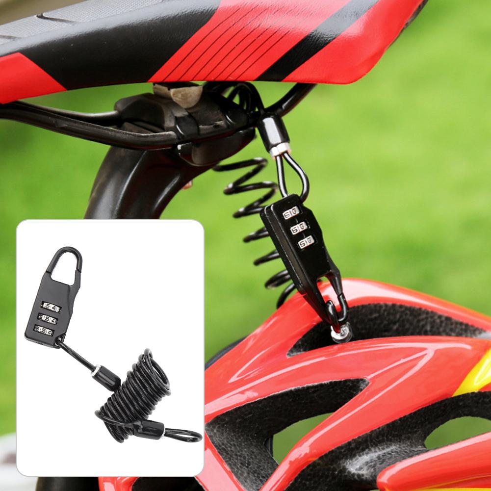 Mountain Bike Helmet Portable Motorcycle Bicycle Steel Wire Three Digit Password Lock