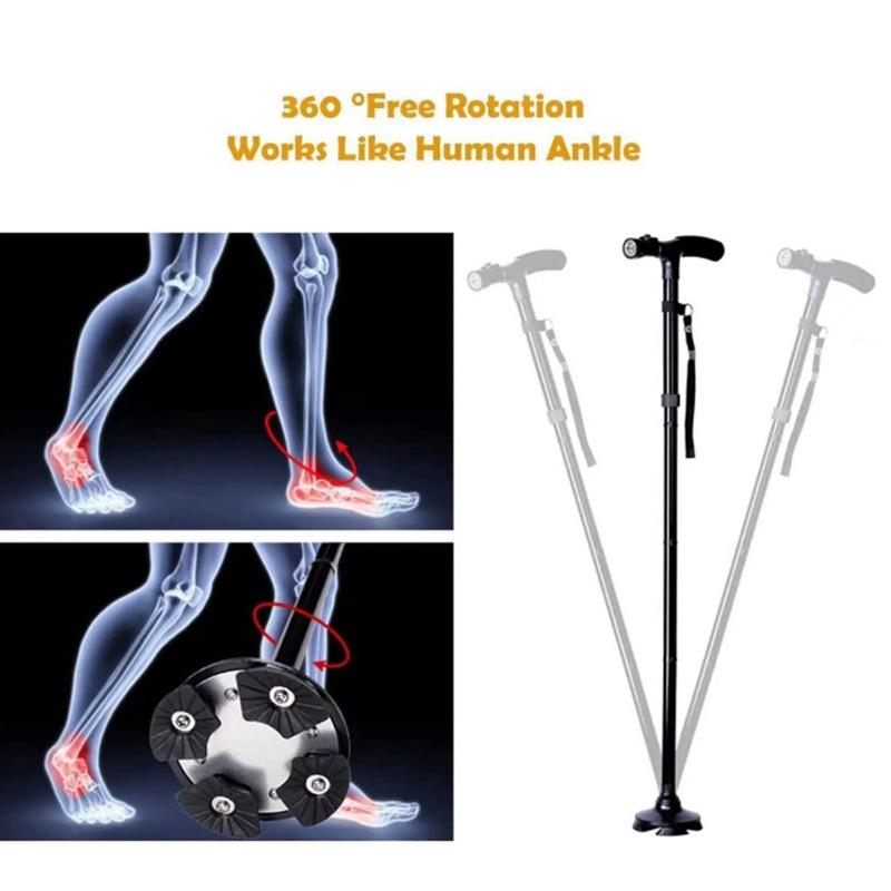 Cross-Border Trusty Cane: Five-Section Lighted Walking Stick with Voice Broadcast