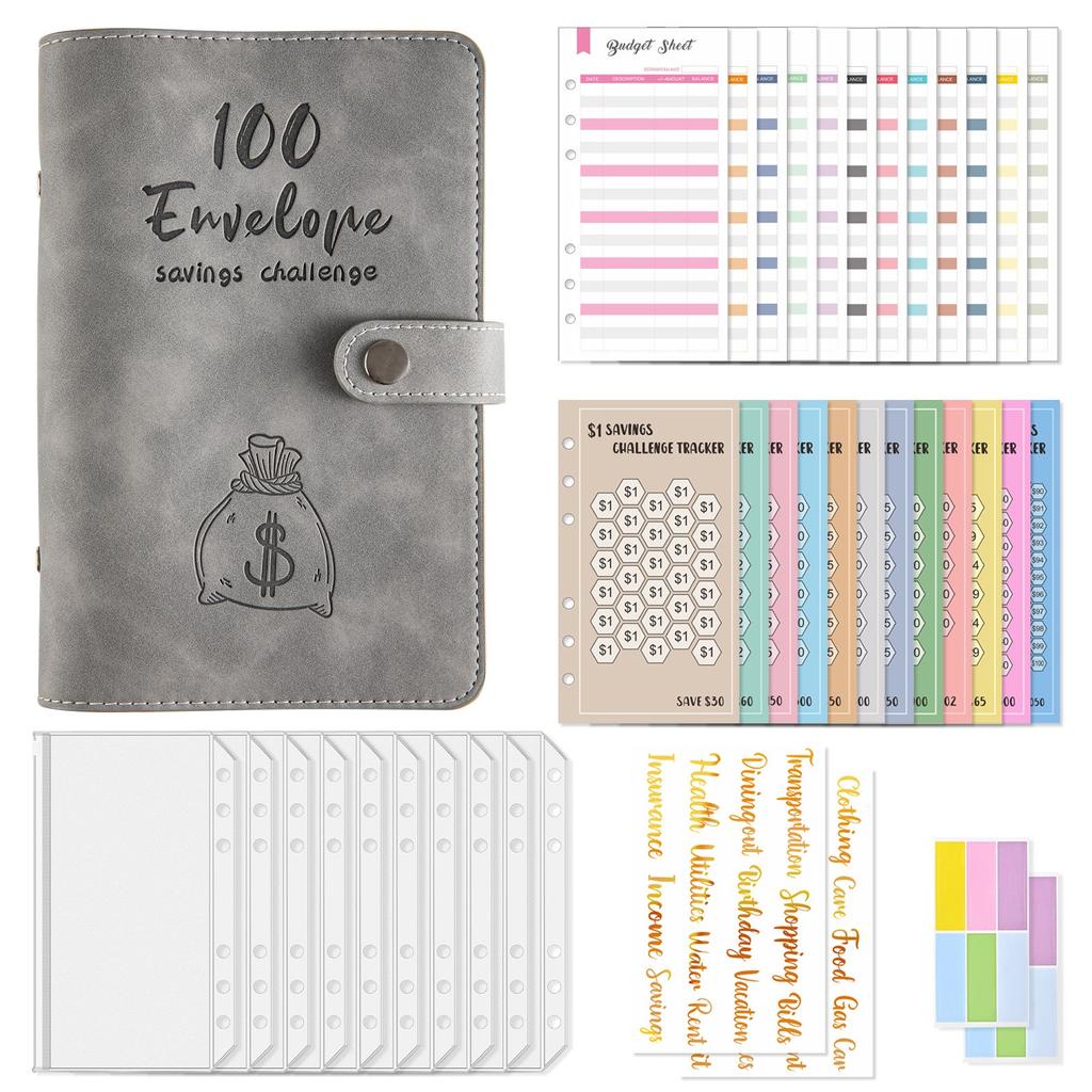 100 Day Challenge Money Saving Book Money Saving Budget Planner Loose-leaf Notebook Handbook