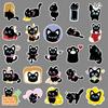 50 Bowknot Little Black Cat Cute Cartoon Stickers for Decorating Suitcases, Water Bottles, and Phone Cases