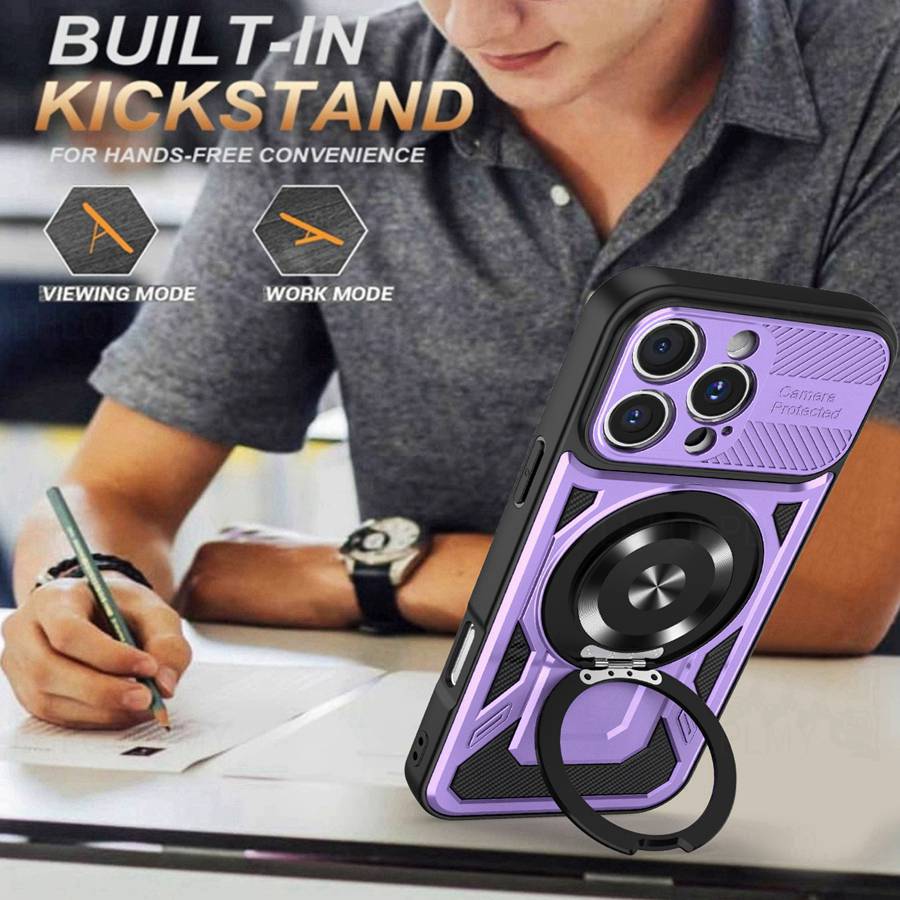 Luxusní Nárazuvzdorné Brnění Magnetický Kryt na Telefon Pro Motorola Moto G84 G54 G34 5G G24 Apple iPhone 15 16 Pro OPPO Reno 13 Realme 14 S Kovovým Kroužkovým Krytem