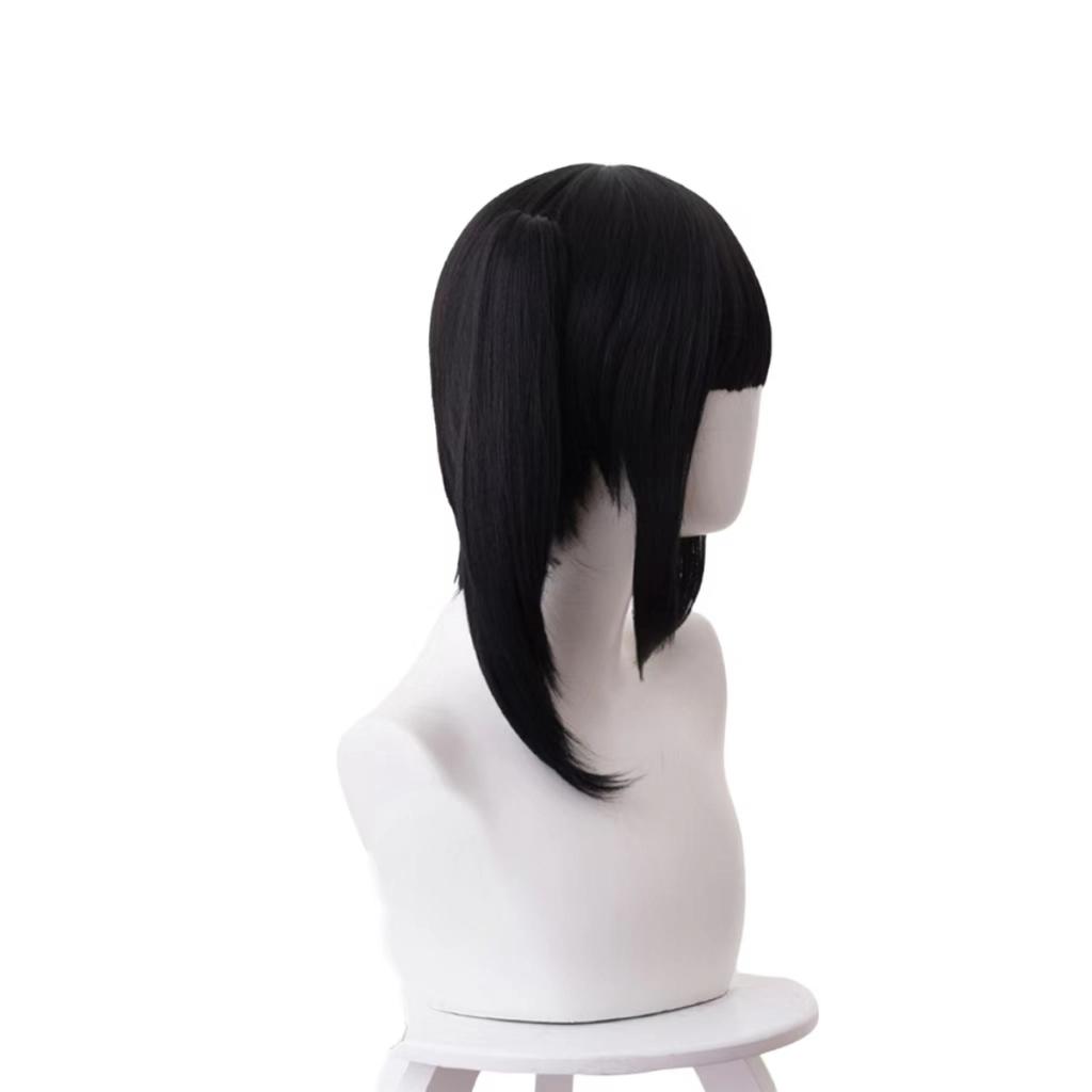 Black Unilateral High Ponytail Sideburns Bangs Chemical Fiber Synthetic Wig | Japanese Girlish Wig | Animation Reality Show Wig