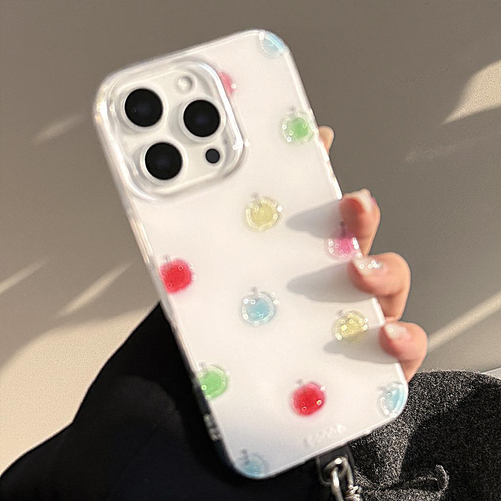 Glazed Sand Color Small Apple 17promax Mobile Phone Case Iphone16 Hard 12 Pendant 14 Small Fresh Glitter Powder Hard