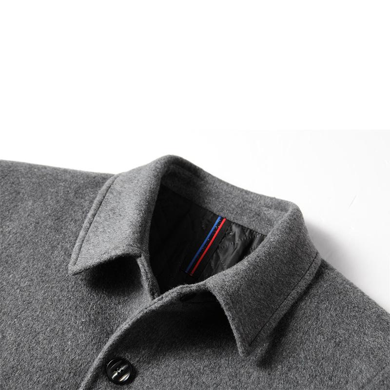 Coat Men's Autumn and Winter Medium and Long Korean Version Men's Wool Woolen Coat Middle-aged Men's Lapel Trench Coat Top