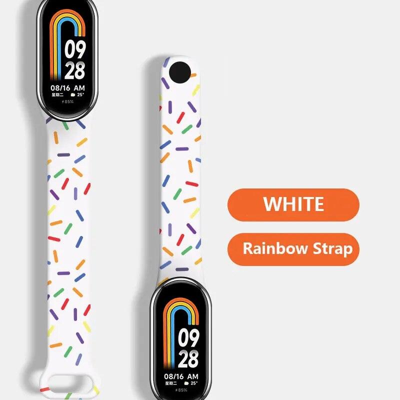 

Красочные стримеры ремешок для часов для Xiaomi Mi Band 8 7 6 браслет силиконовые ремешки на запястье MiBand 4 3 Band5 Band6 Замена For Mi band8 белый
