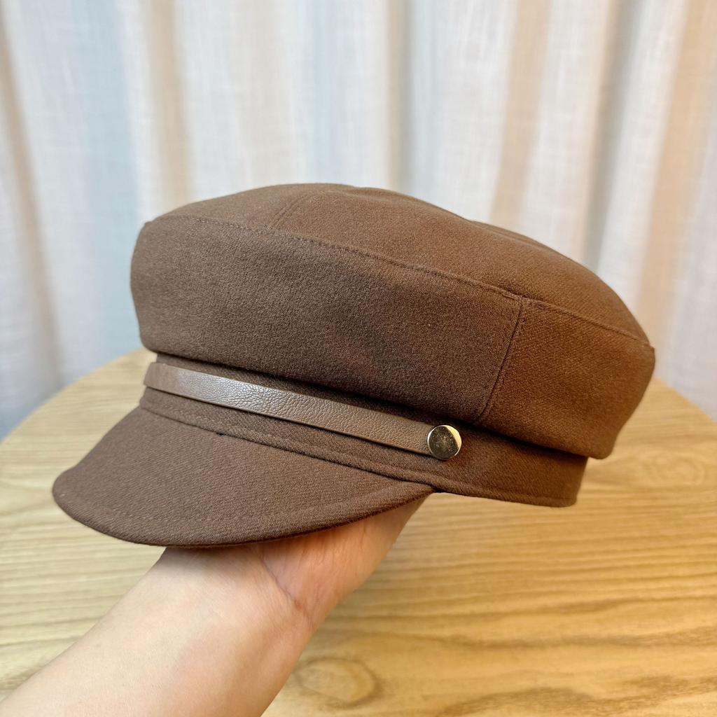 Autumn and Winter Slim Casual Short Cover Warm Woolen Flat Hat Women's Fashion Cloud Octagonal Hat Niche Trend