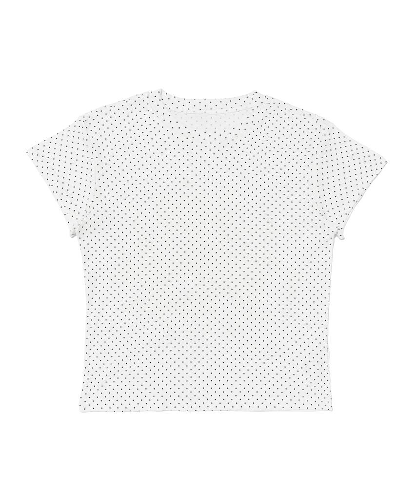 Beullaengkiteu Dot Pattern Ultra Short Sleeve Tee (White)