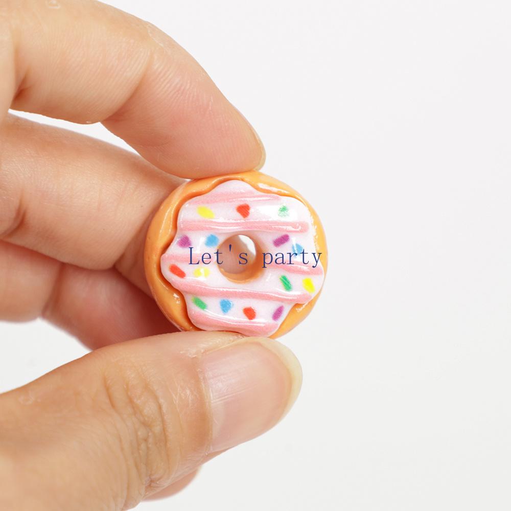 30Pcs 3D Resin Doughnut Flatback Cabochon Figurine Artificial Food Scrapbooking DIY Jewelry Craft Decoration Accessories