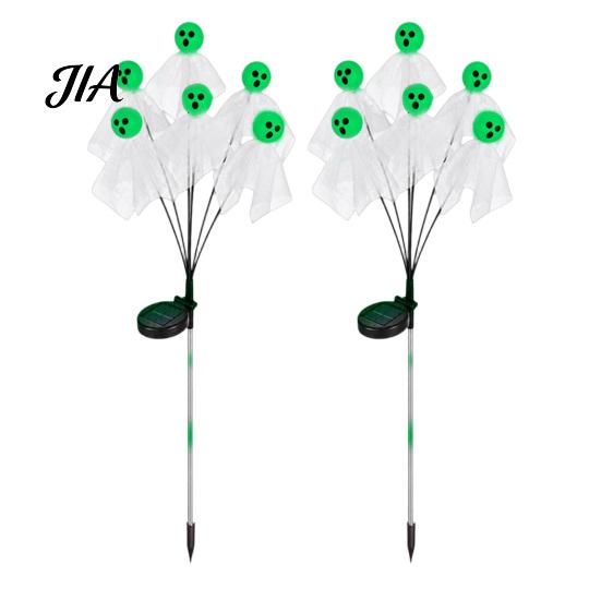 Solar Powered Halloween Ghost Lights Swaying Outdoor Decorations, Stake Light, 6 LEDs Festive Lawn Ornaments for Parties Pathway Lights, Waterproof