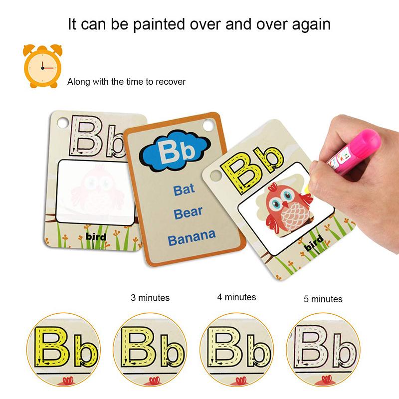 Water Drawing Card 26 Alphabet Coloring Book & 2 Magic Pen Letter Card Painting Board English Learning Educational Toys